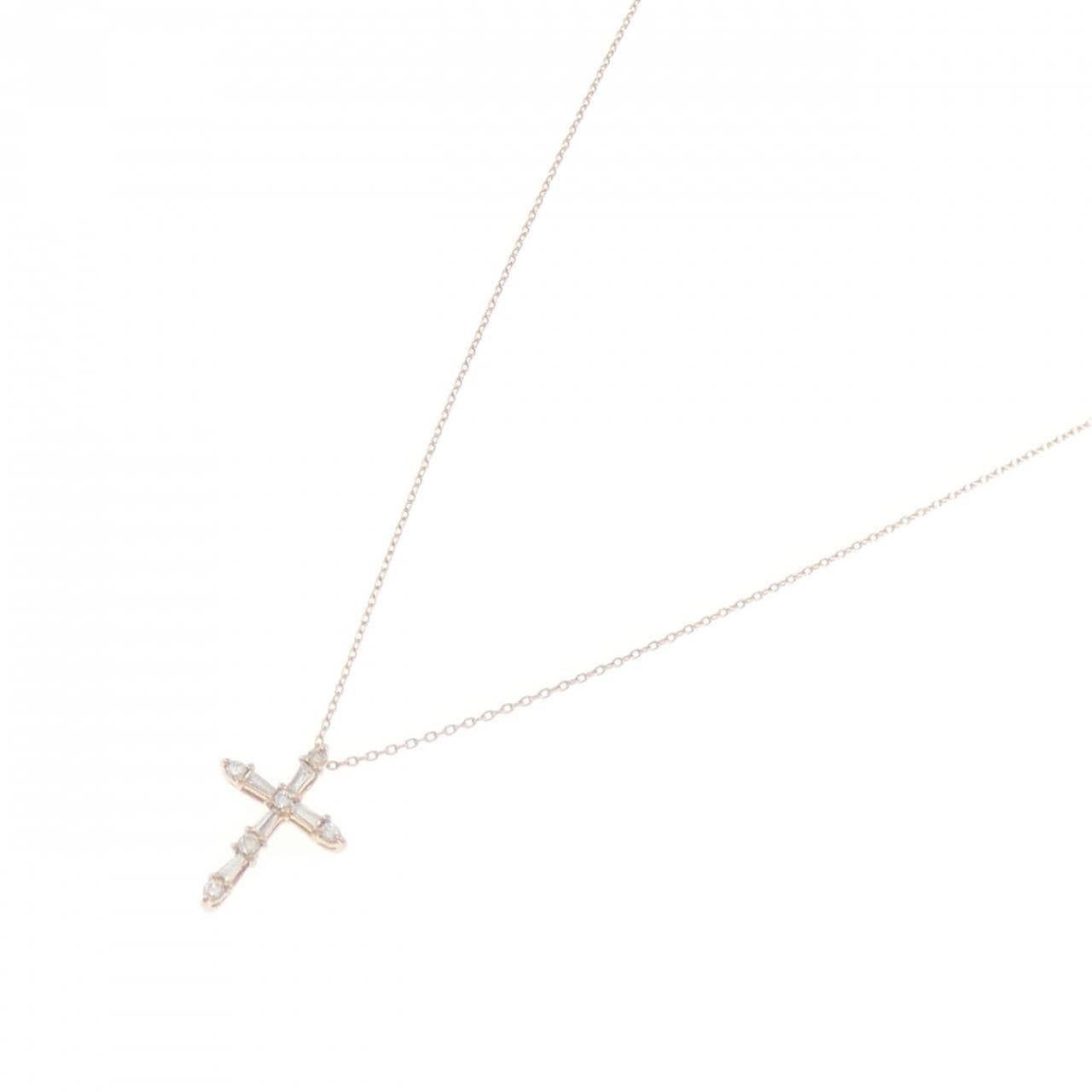 K18PG クロス ダイヤモンド ネックレス 0.27CT