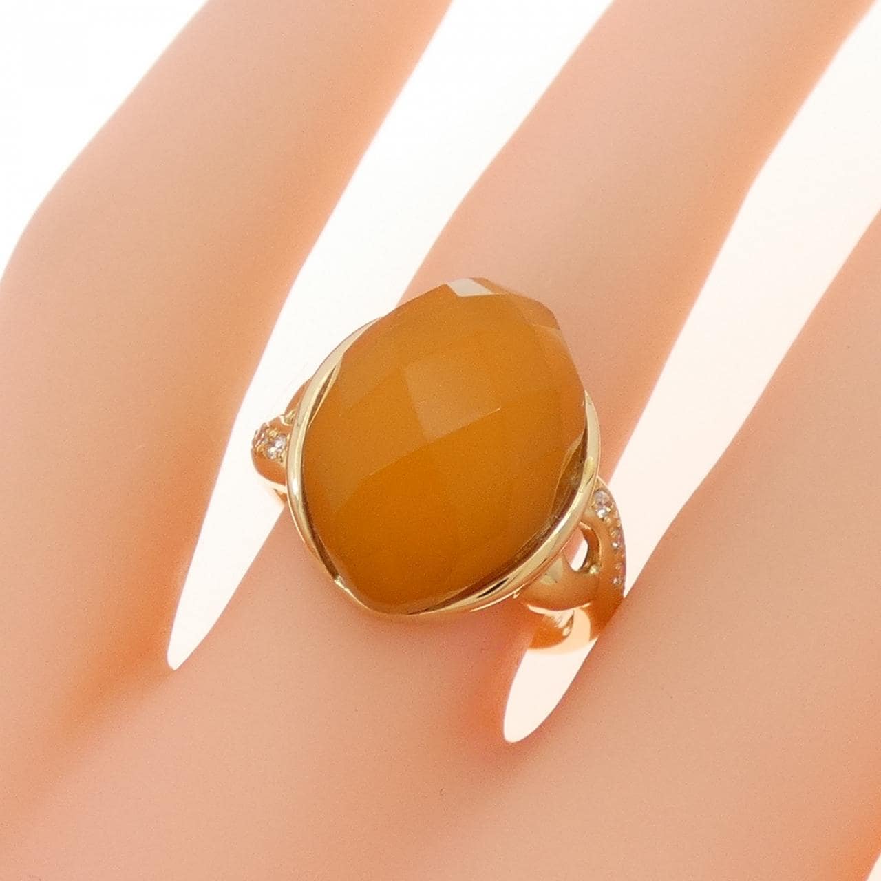 K18YG 琥珀 リング