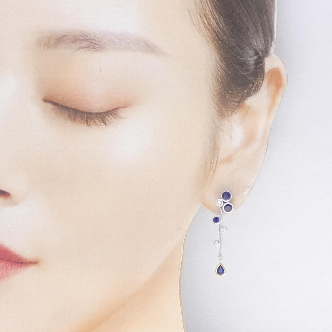 K18WG/K18YG/PT900 サファイヤ ピアス 1.950CT