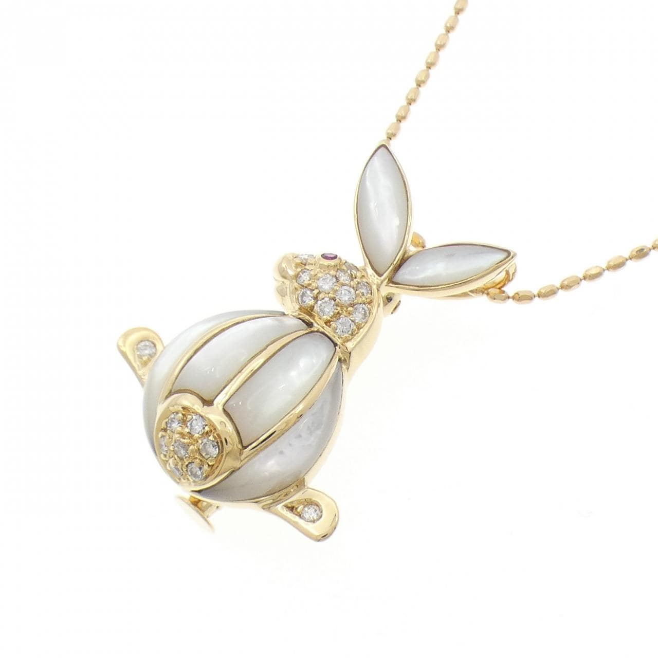 K18YG ラビット カラーストーン ネックレス