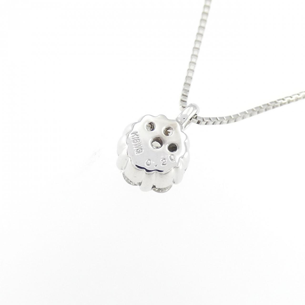 K18WG フラワー ダイヤモンド ネックレス 0.20CT