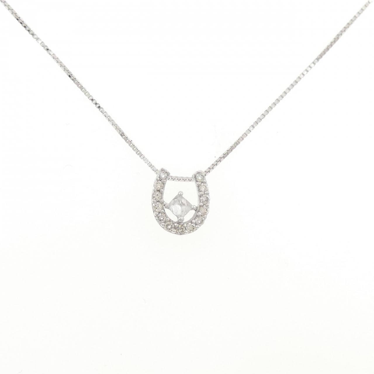 K18WG ホースシュー ダイヤモンド ネックレス 0.09CT