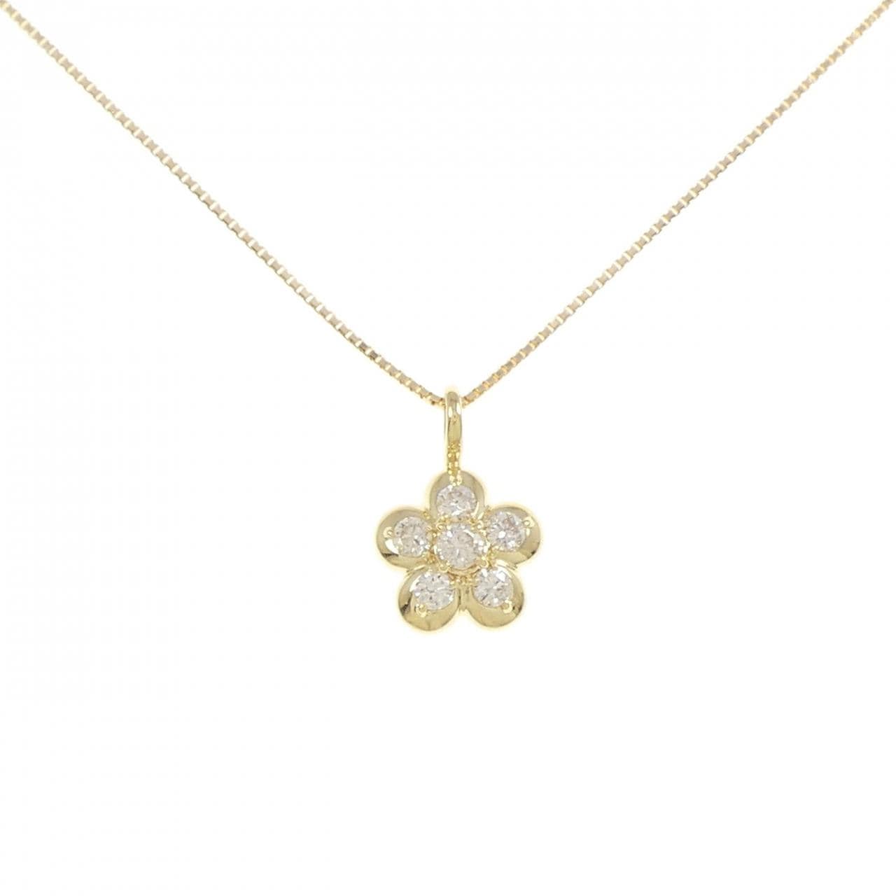 K18YG フラワー ダイヤモンド ネックレス 0.30CT