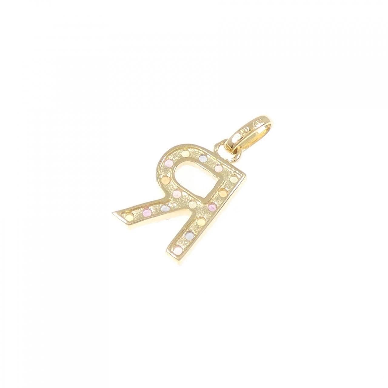 【新品】K18YG イニシャルR サファイヤ ペンダント 0.26CT