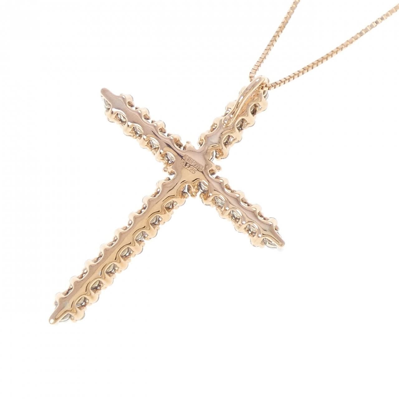 K18PG クロス ダイヤモンド ネックレス 1.25CT