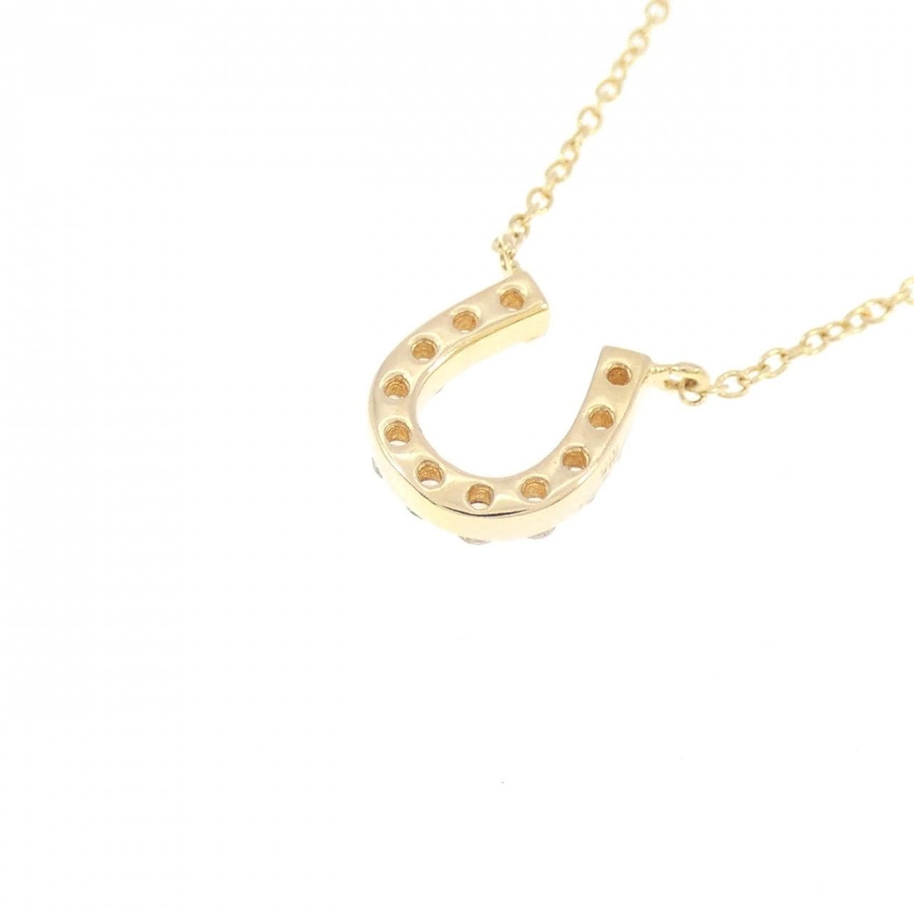 K18YG ホースシュー ダイヤモンド ネックレス 0.11CT