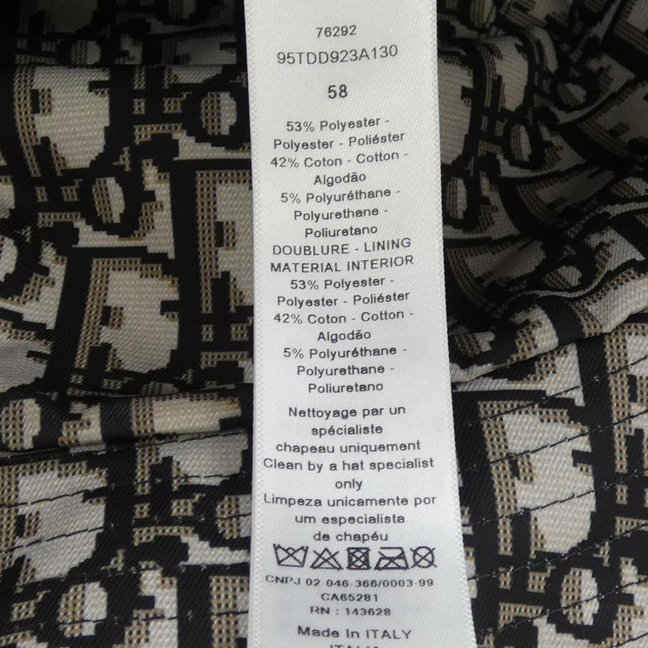 クリスチャンディオール CHRISTIAN DIOR TEDDY-D ボブハット オブリーク 95TDD923A130 ハット