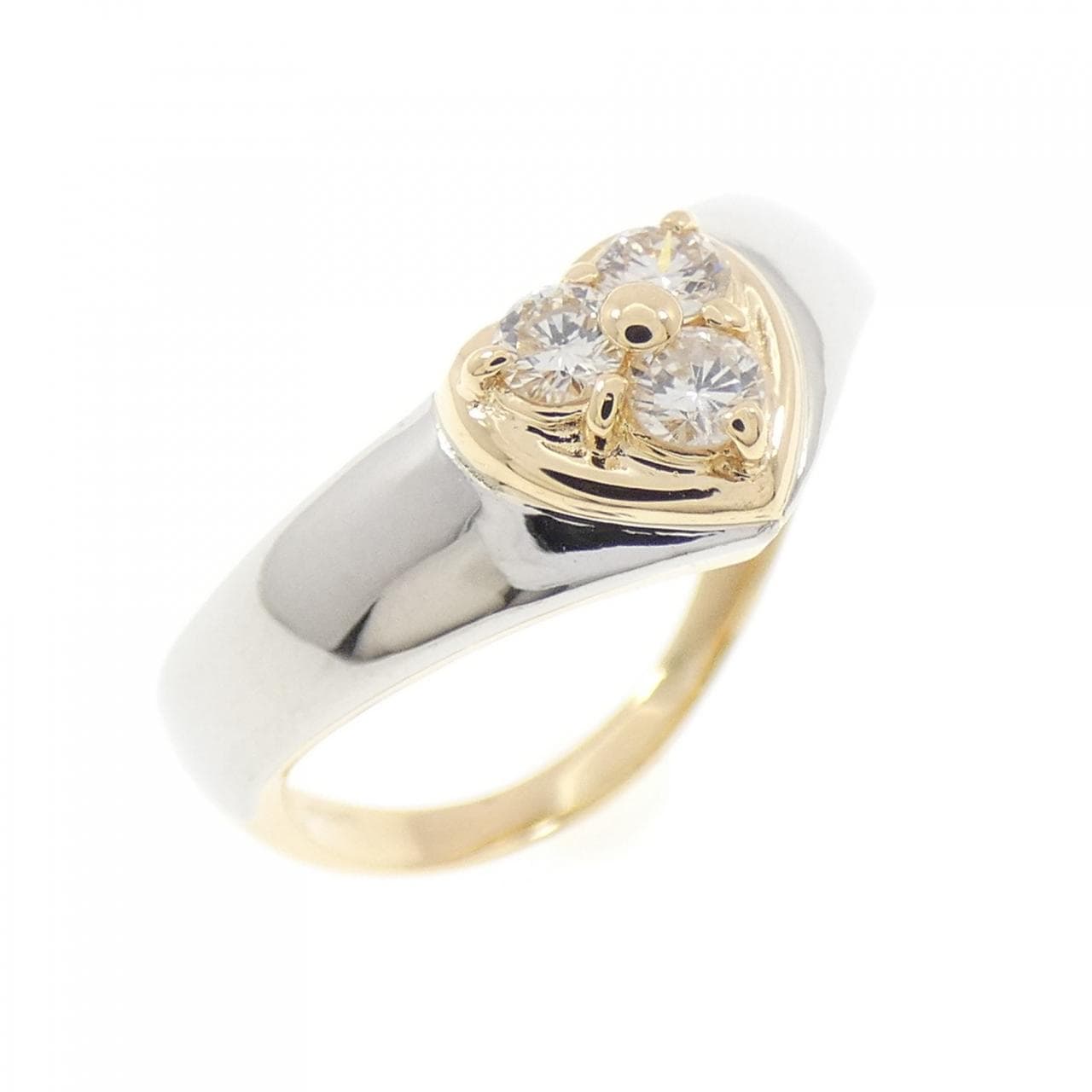 K18YG/PT900 Heart Diamond Ring