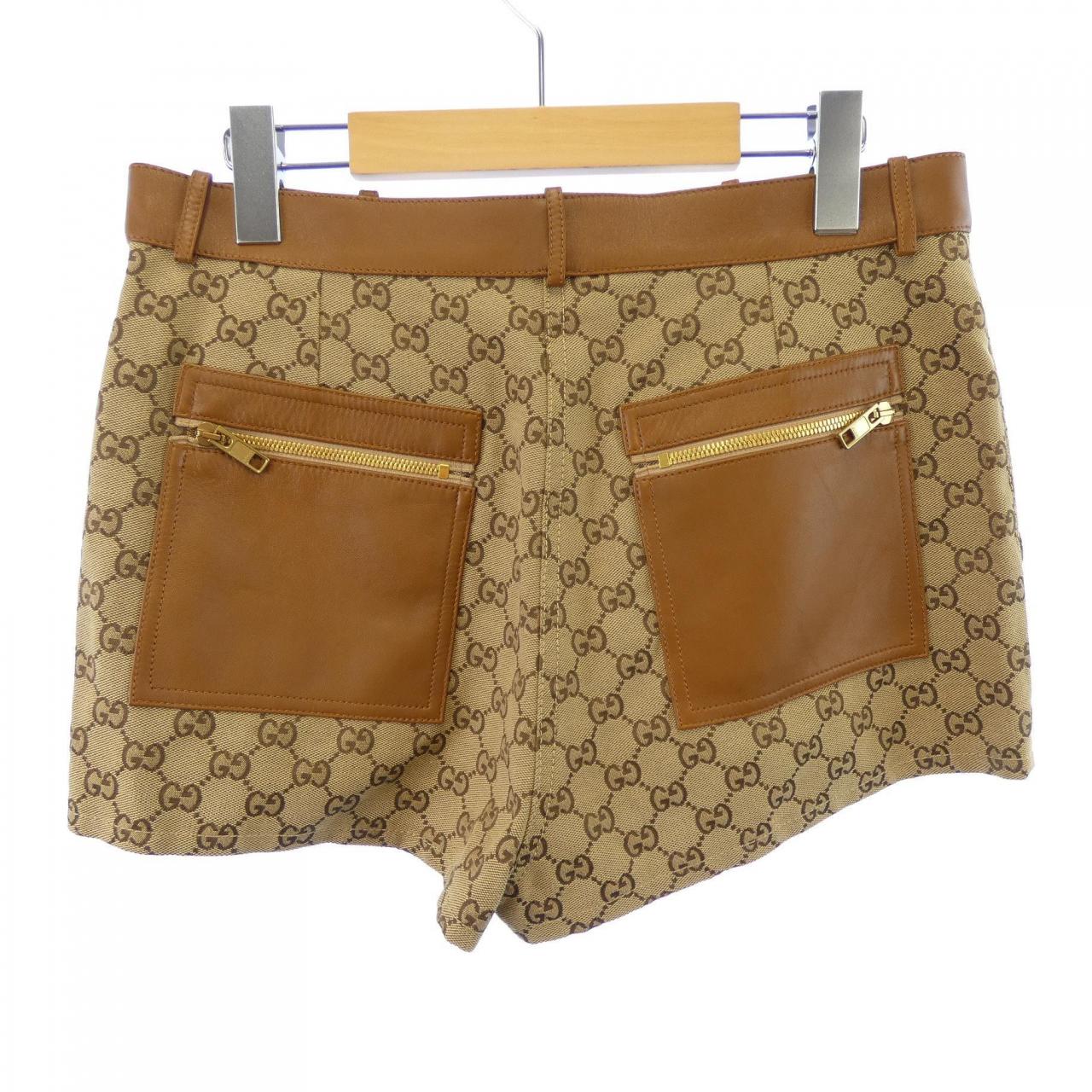 グッチ GUCCI レザー トリム GGキャンバス 681154 Z8AV7 ショートパンツ