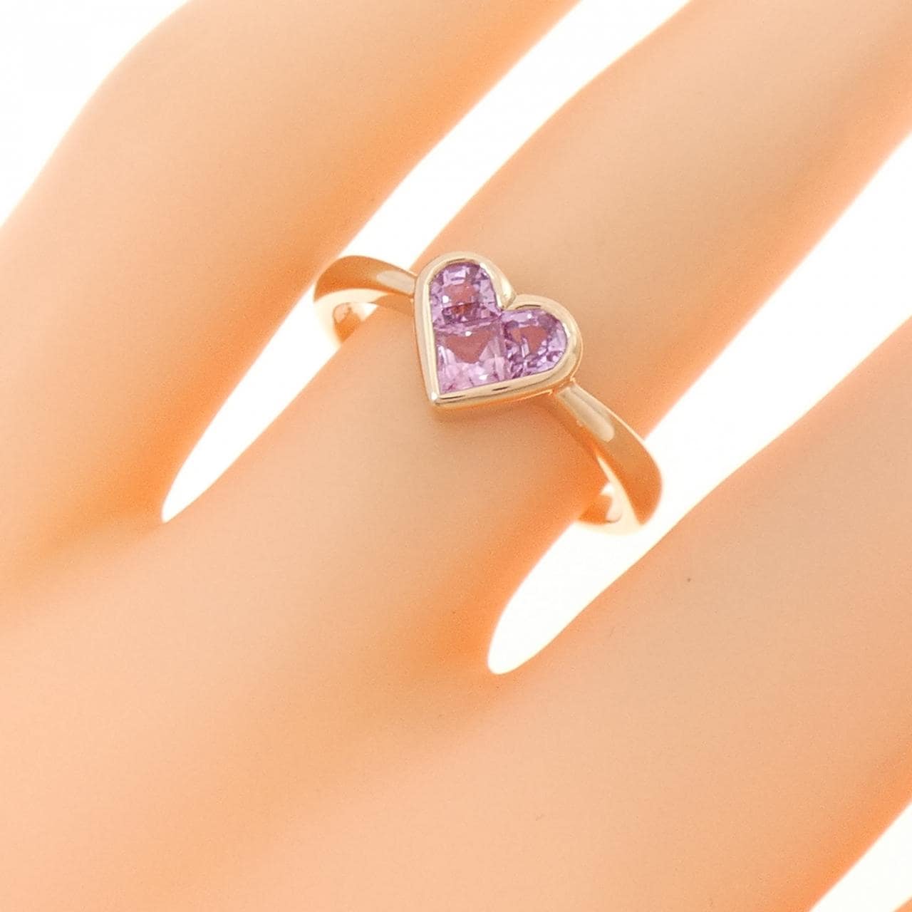 K18PG ハート サファイヤ リング 0.582CT