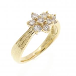 K18YG フラワー ダイヤモンド リング 0.50CT