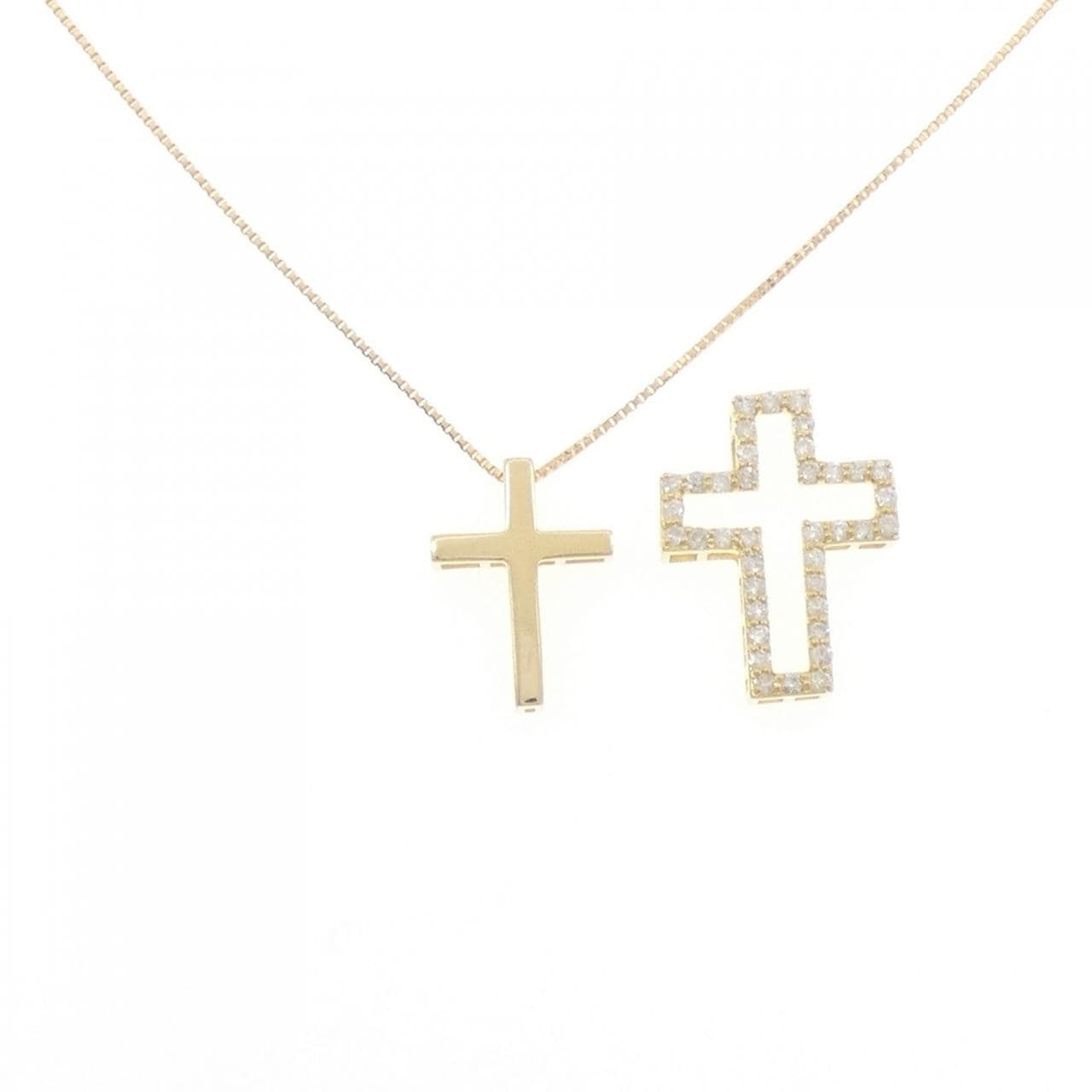 K18YG 2WAY クロス ダイヤモンド ネックレス 0.25CT
