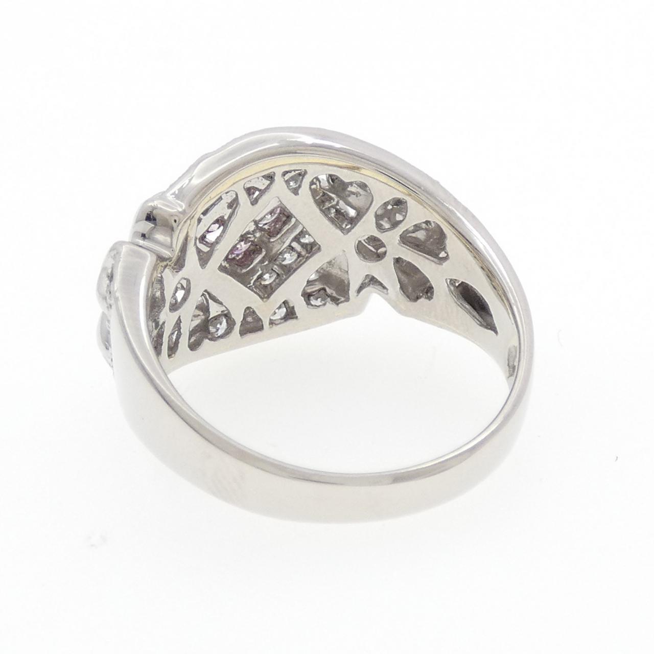 PT900 Flower Pink diamond Ring 0.14CT