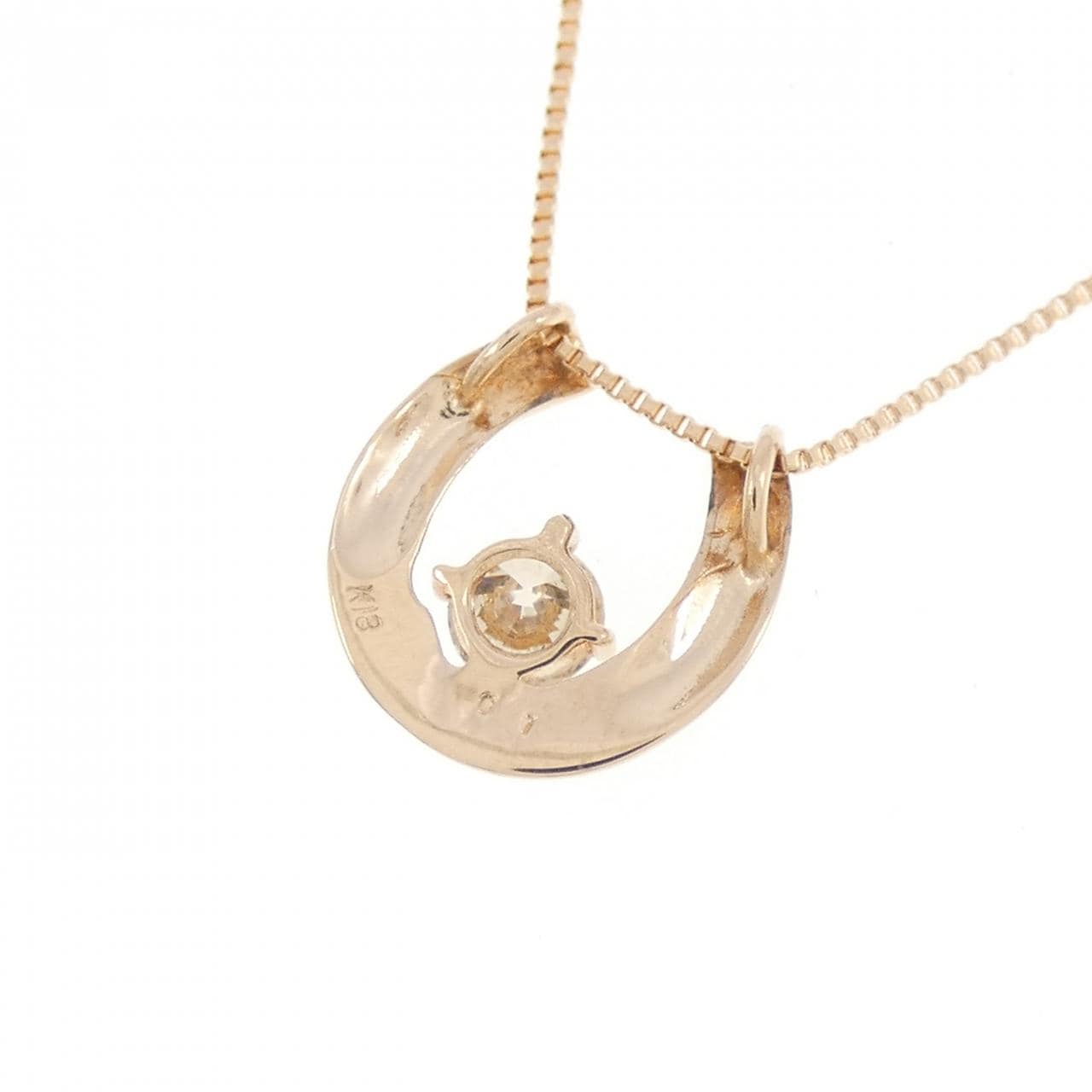 K18PG ホースシュー ダイヤモンド ネックレス 0.1CT