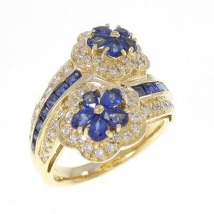 K18YG フラワー サファイヤ リング 2.41CT