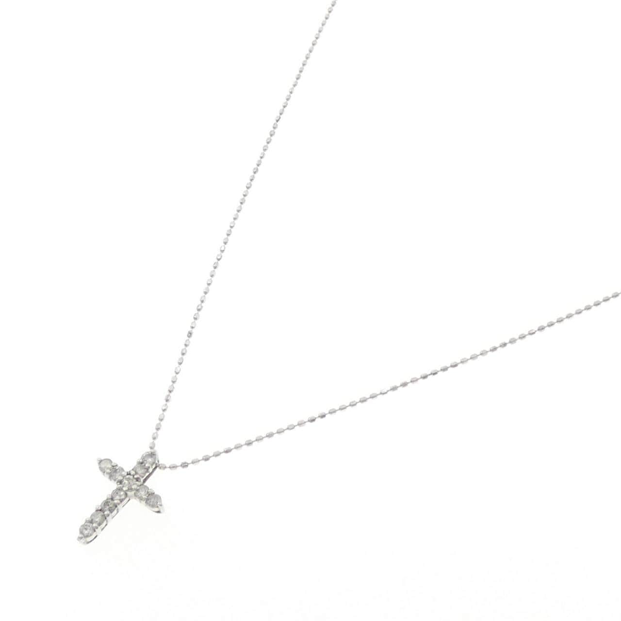 K18WG クロス ダイヤモンド ネックレス 0.30CT