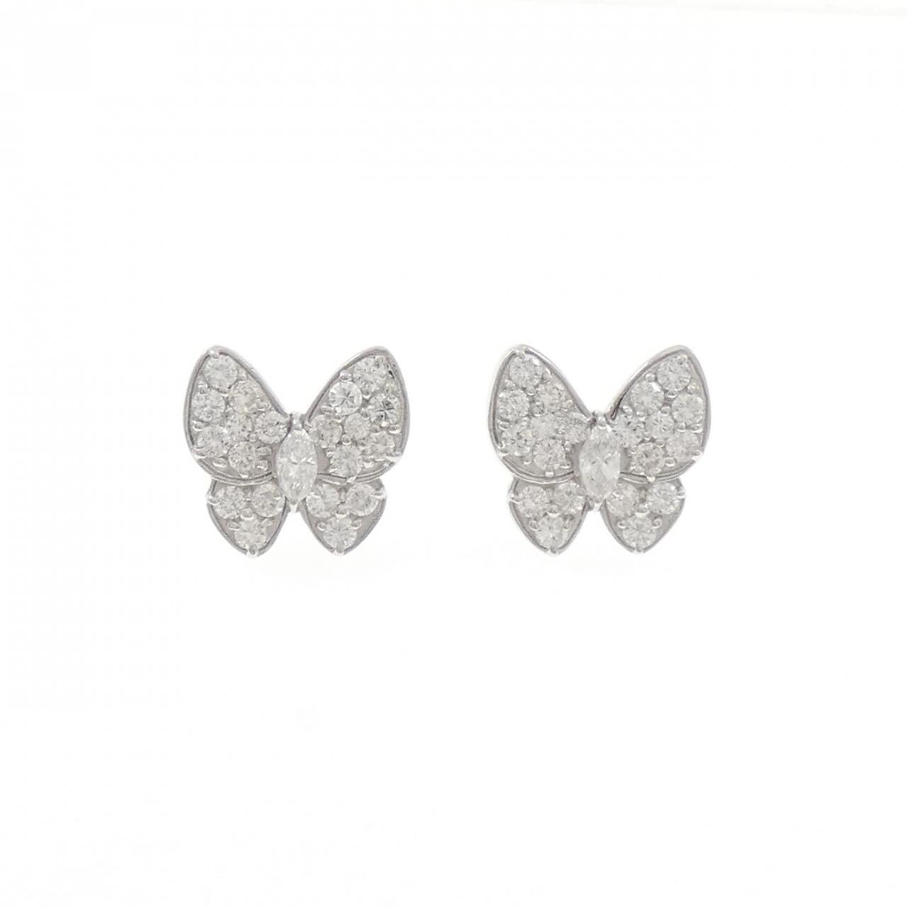 K18WG パヴェ バタフライ ダイヤモンド ピアス 1.58CT