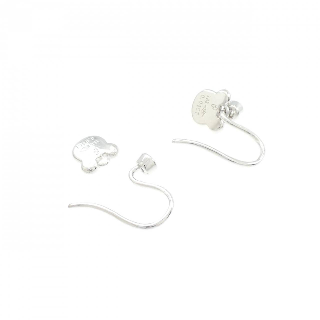 750WG ベア ダイヤモンド ピアス 0.08CT