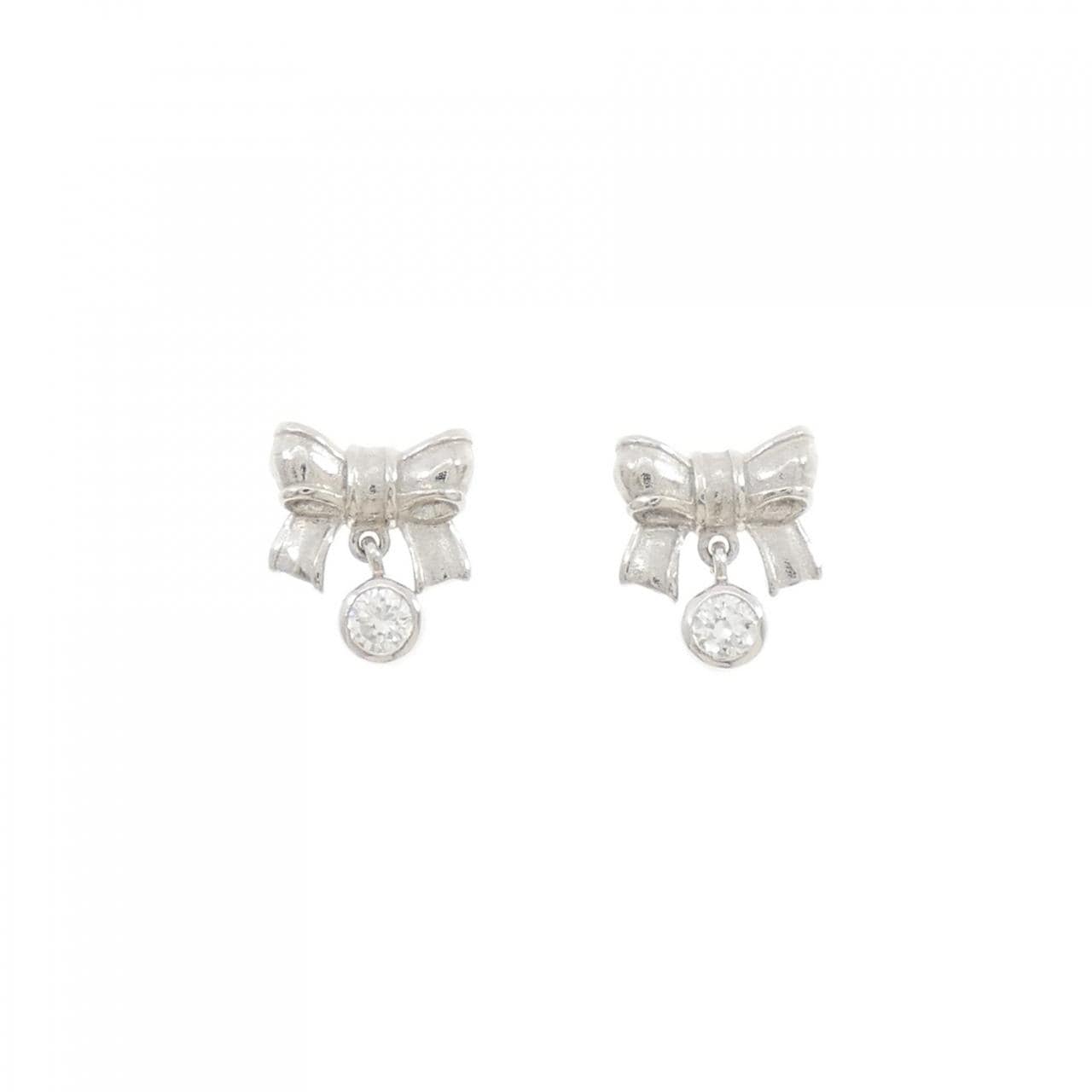 PT900 リボン ダイヤモンド ピアス 0.22CT