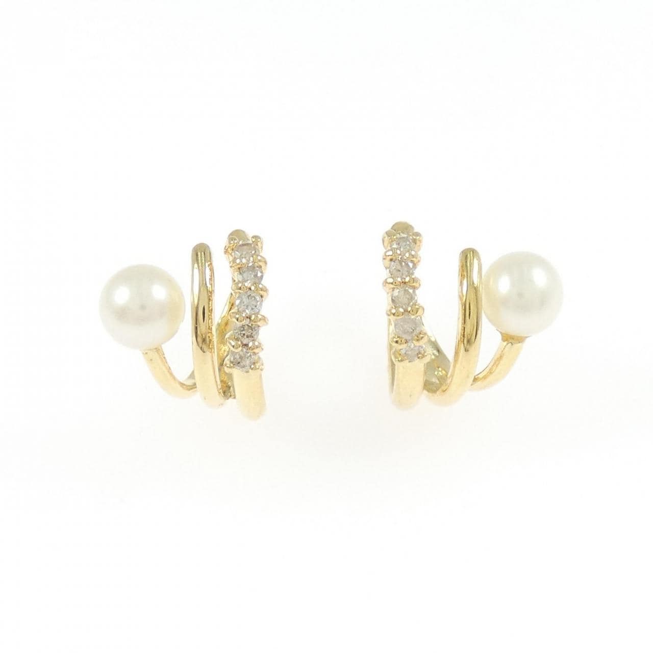 K18YG 淡水パール ピアス 4.3mm