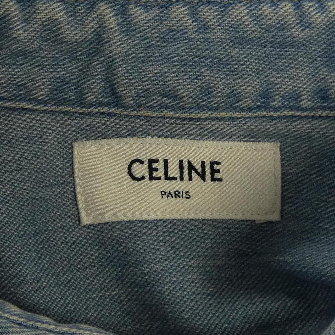セリーヌ CELINE オーバーサイズシャツ/ヴィンテージストーンインディゴデニム 2T230255U シャツ