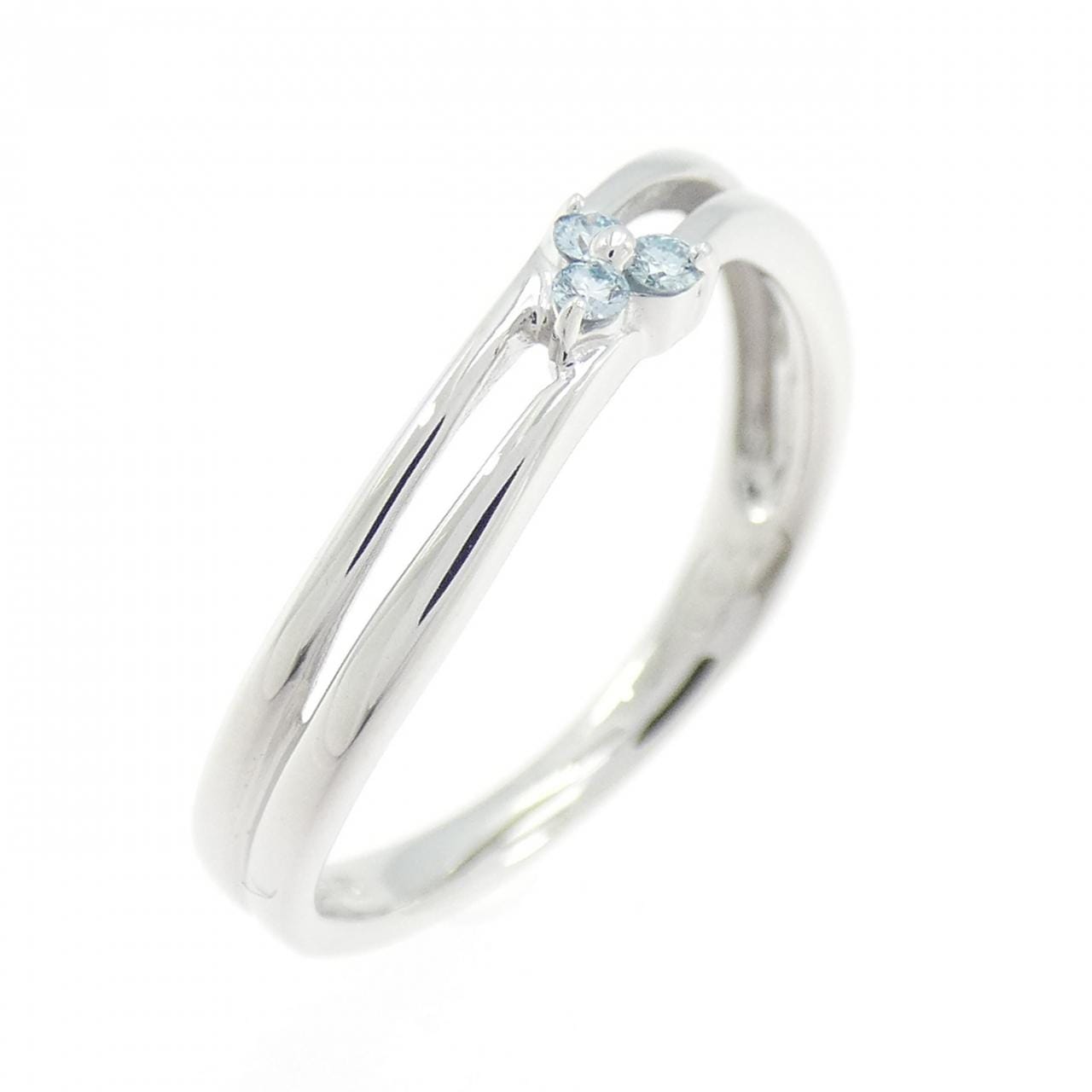 K14WG フラワー ダイヤモンド リング 0.04CT