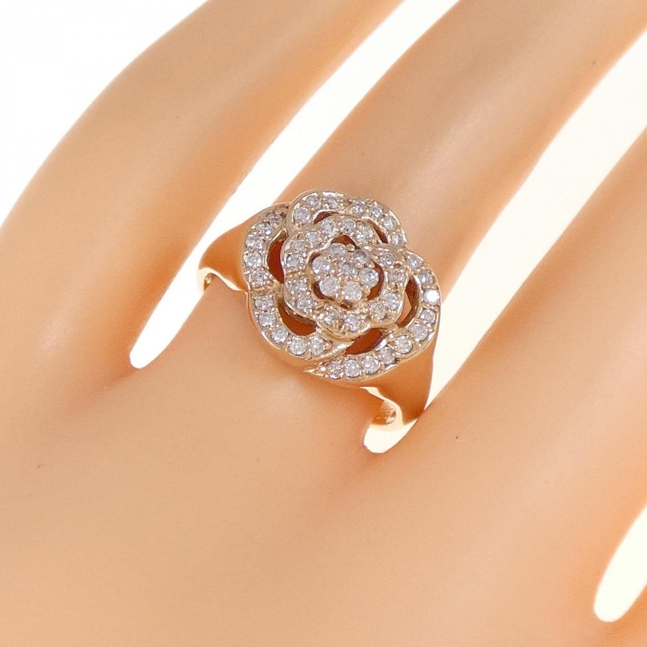 K18PG ローズ ダイヤモンド リング 0.35CT
