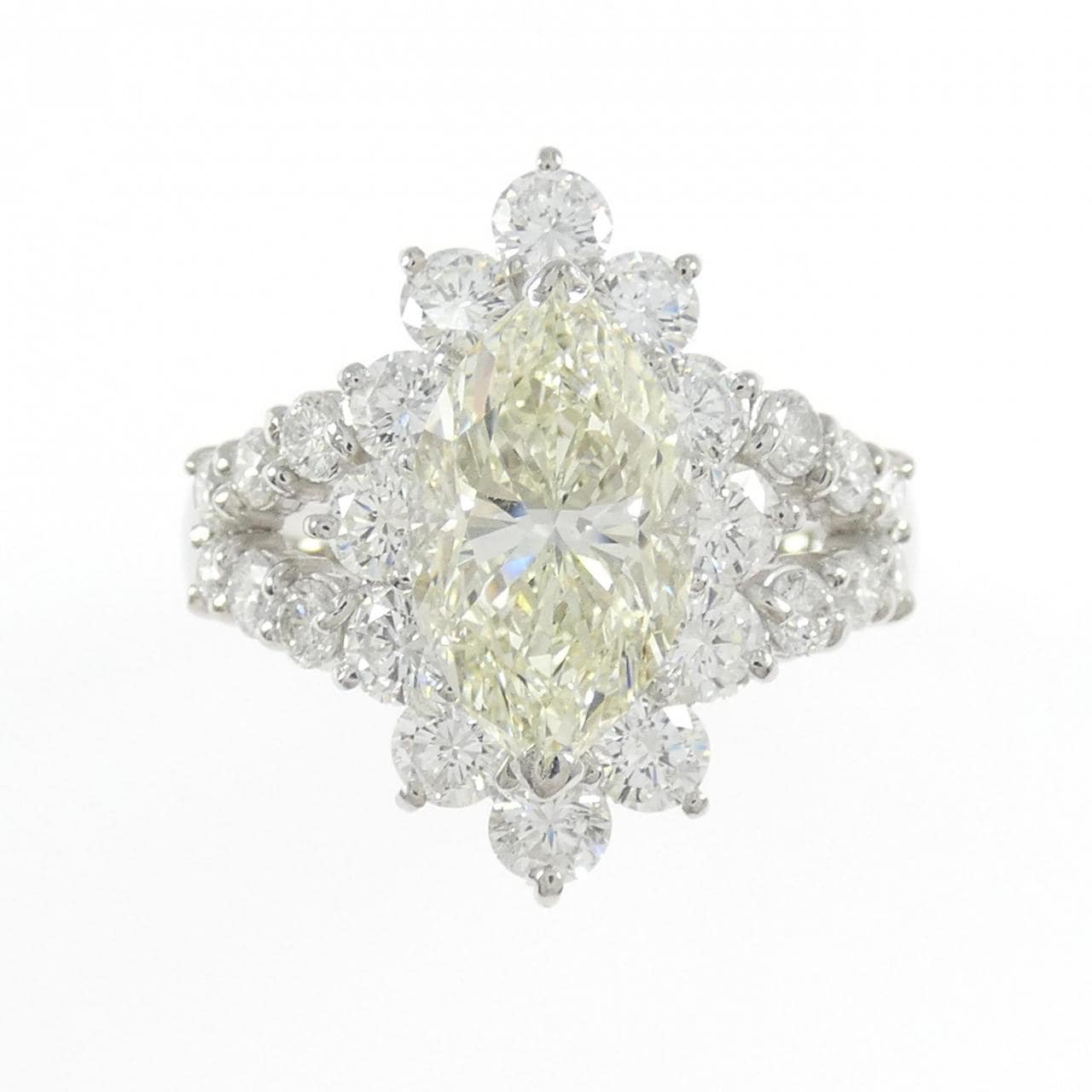 PT900 ダイヤモンド リング 2.714CT VLY SI1 マーキスカット