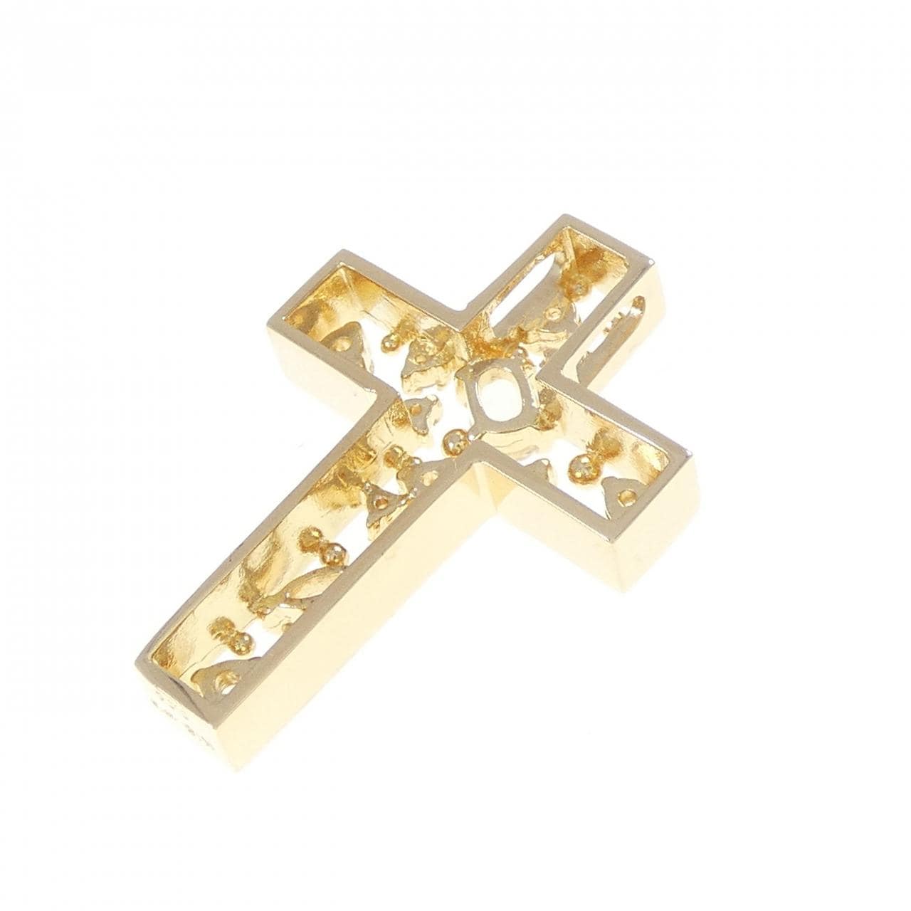 K18YG クロス ホワイトサファイヤ ペンダント