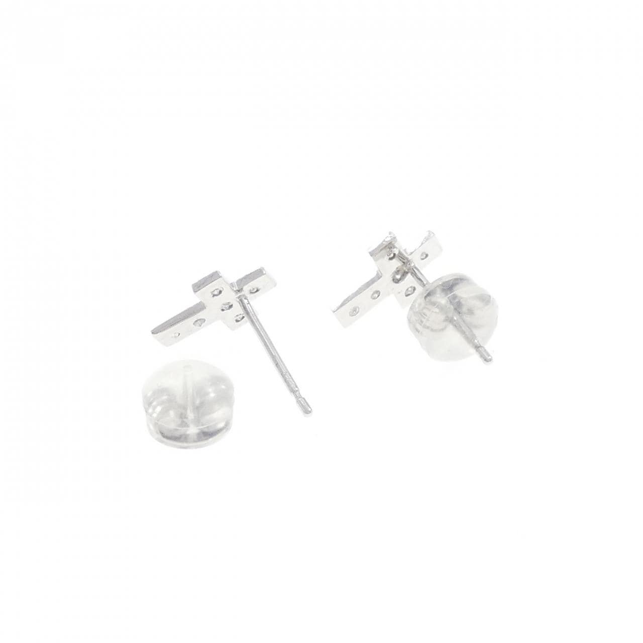 K18WG クロス ダイヤモンド ピアス 0.10CT