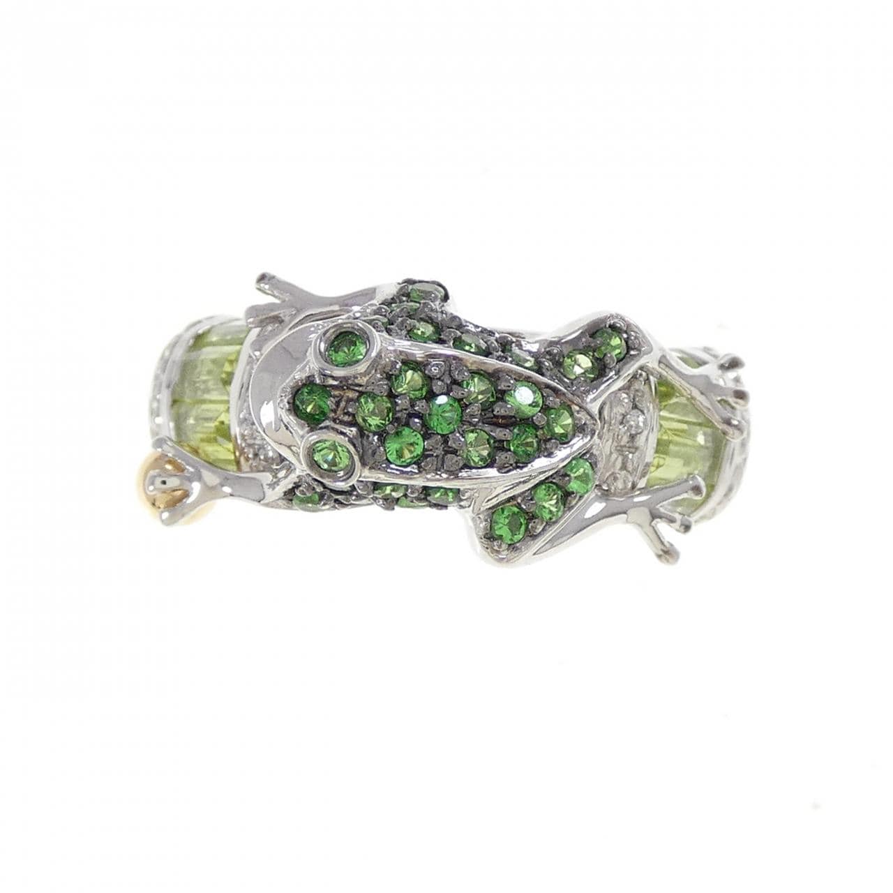 K18WG/K18YG フロッグ カラーストーン リング