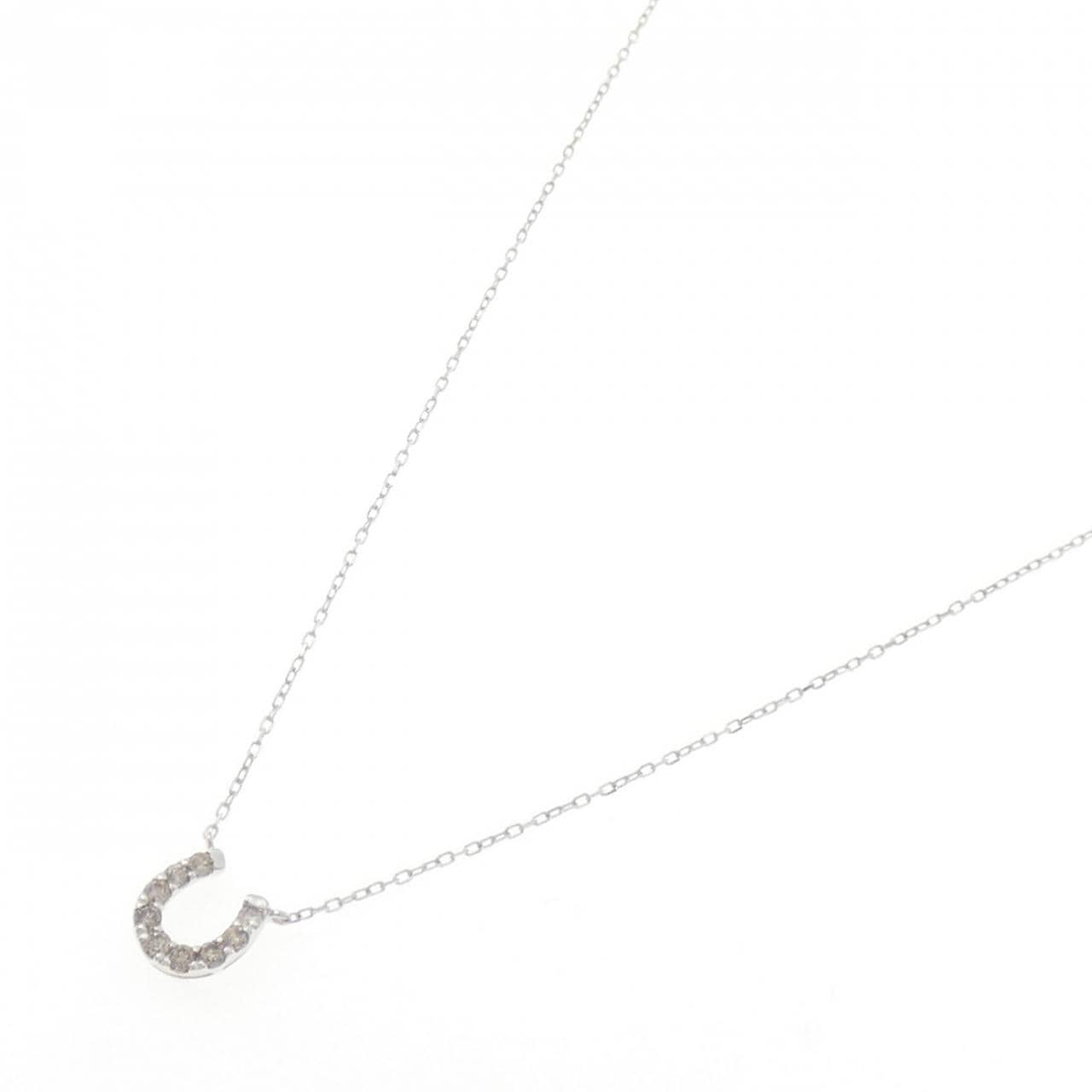 K10WG ホースシュー ダイヤモンド ネックレス 0.20CT