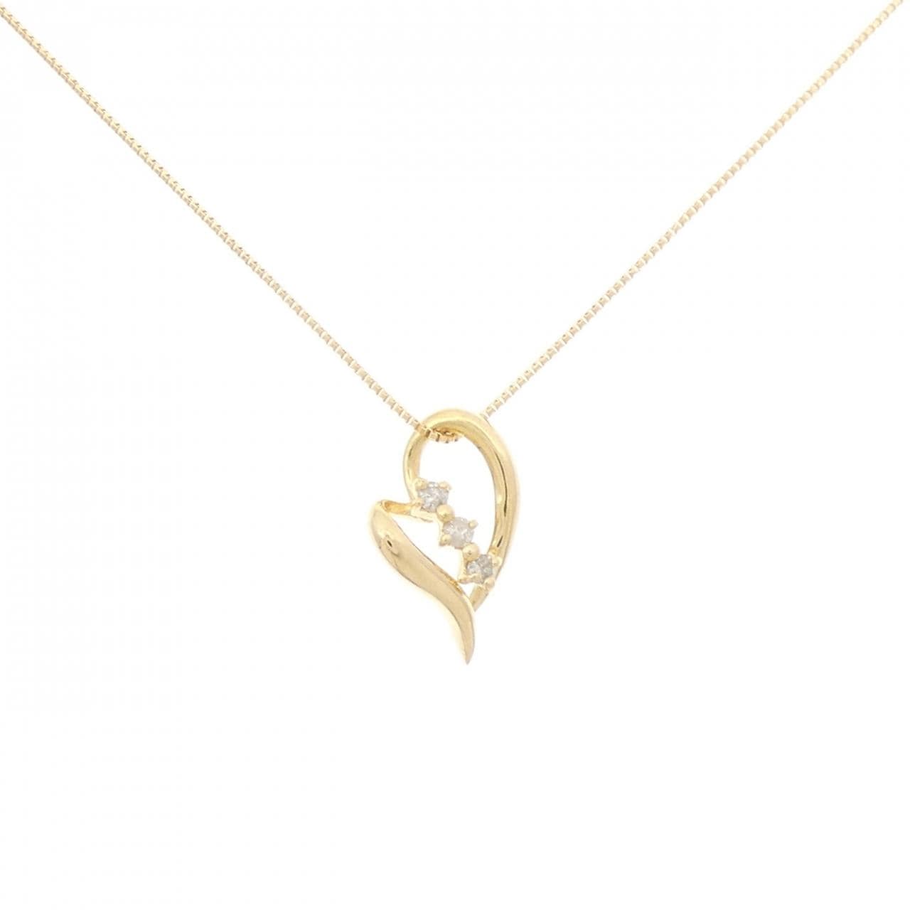 K18YG ハート ダイヤモンド ネックレス 0.04CT