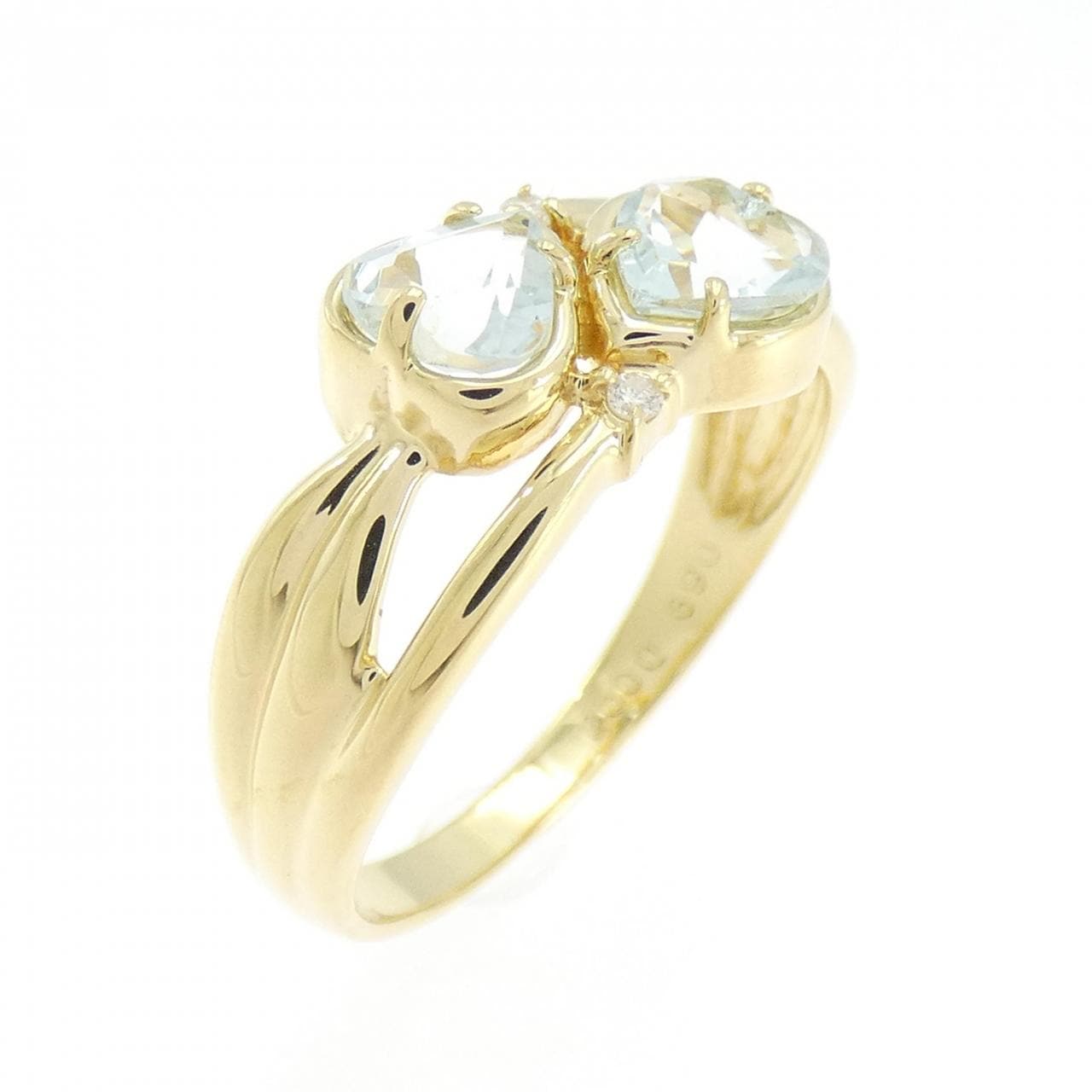 K18YG ハート アクアマリン リング 0.69CT