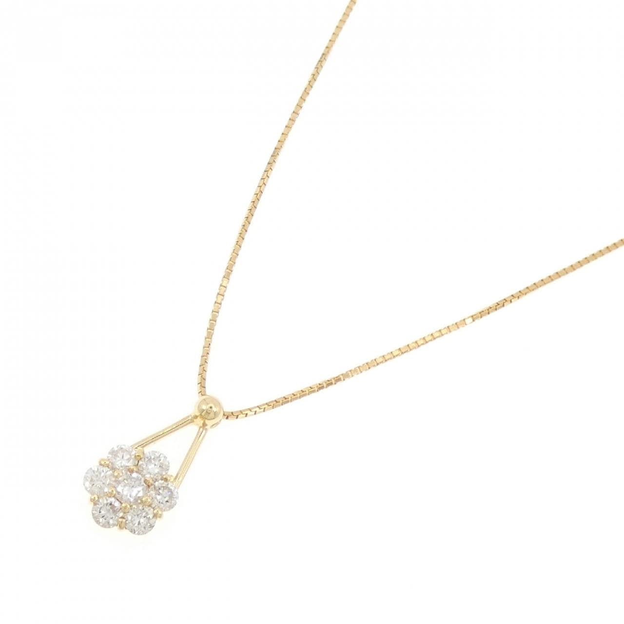 K18YG フラワー ダイヤモンド ネックレス 1.00CT