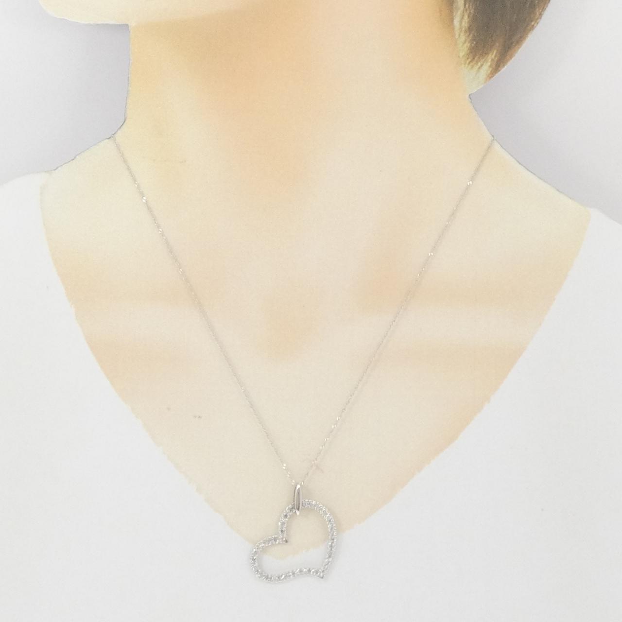 K18WG ハート ダイヤモンド ネックレス 0.50CT