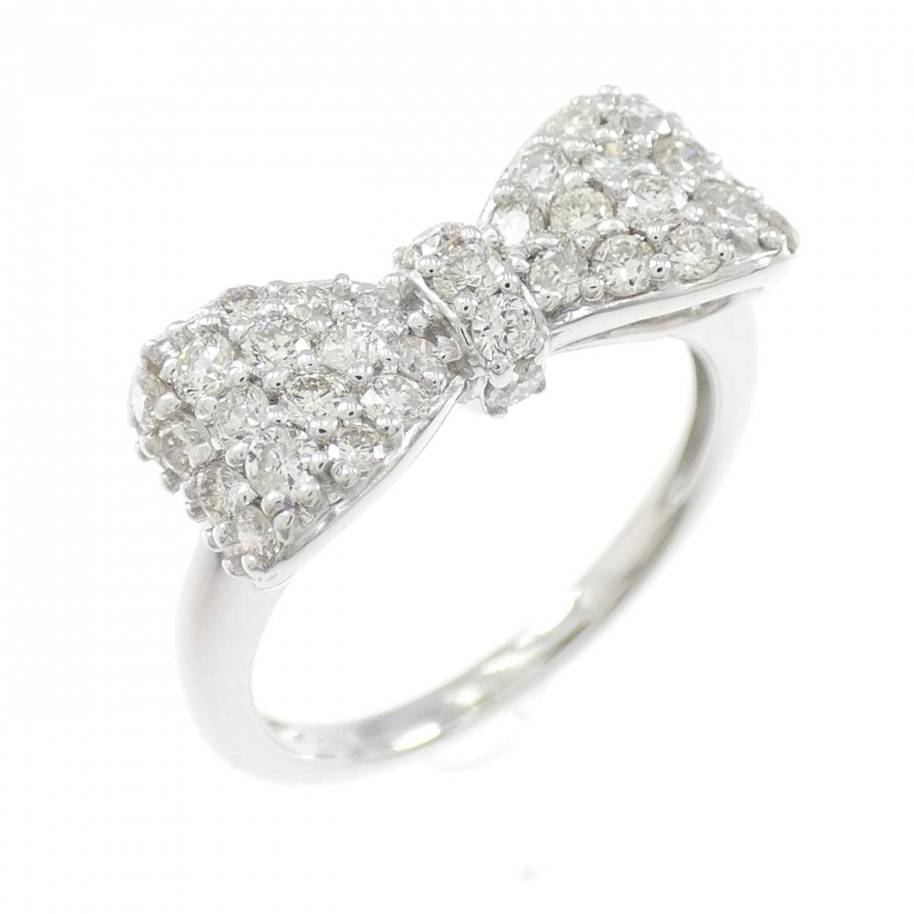 K18WG リボン ダイヤモンド リング