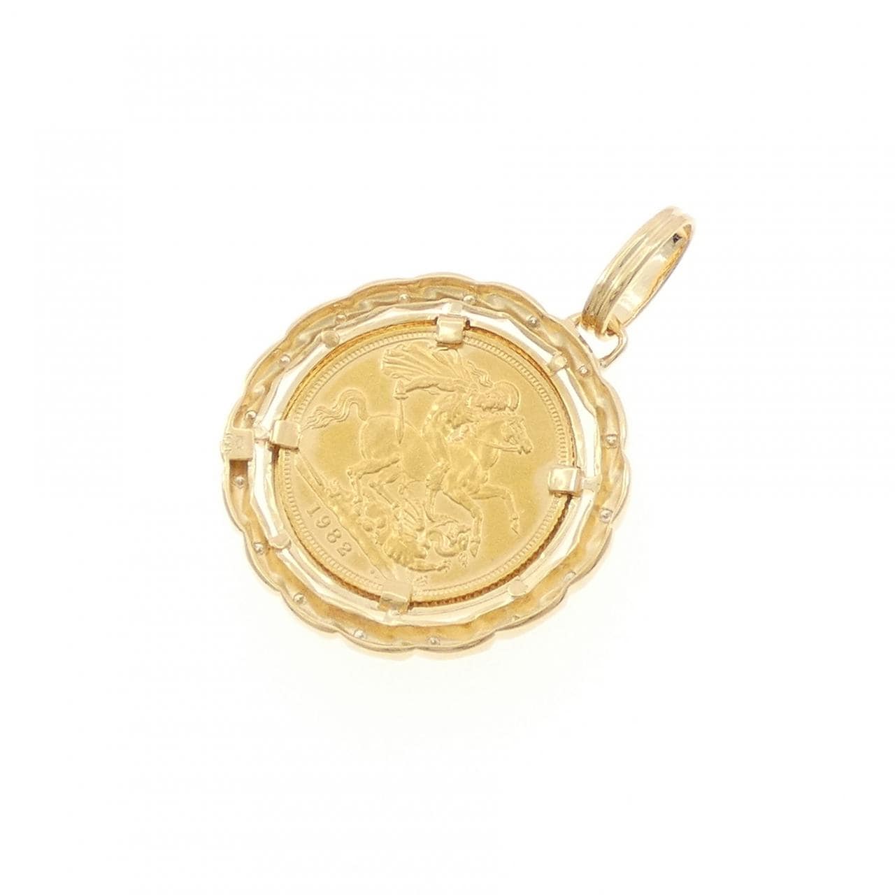 K18YG(枠) ダイヤモンド コイン ペンダント 0.15CT