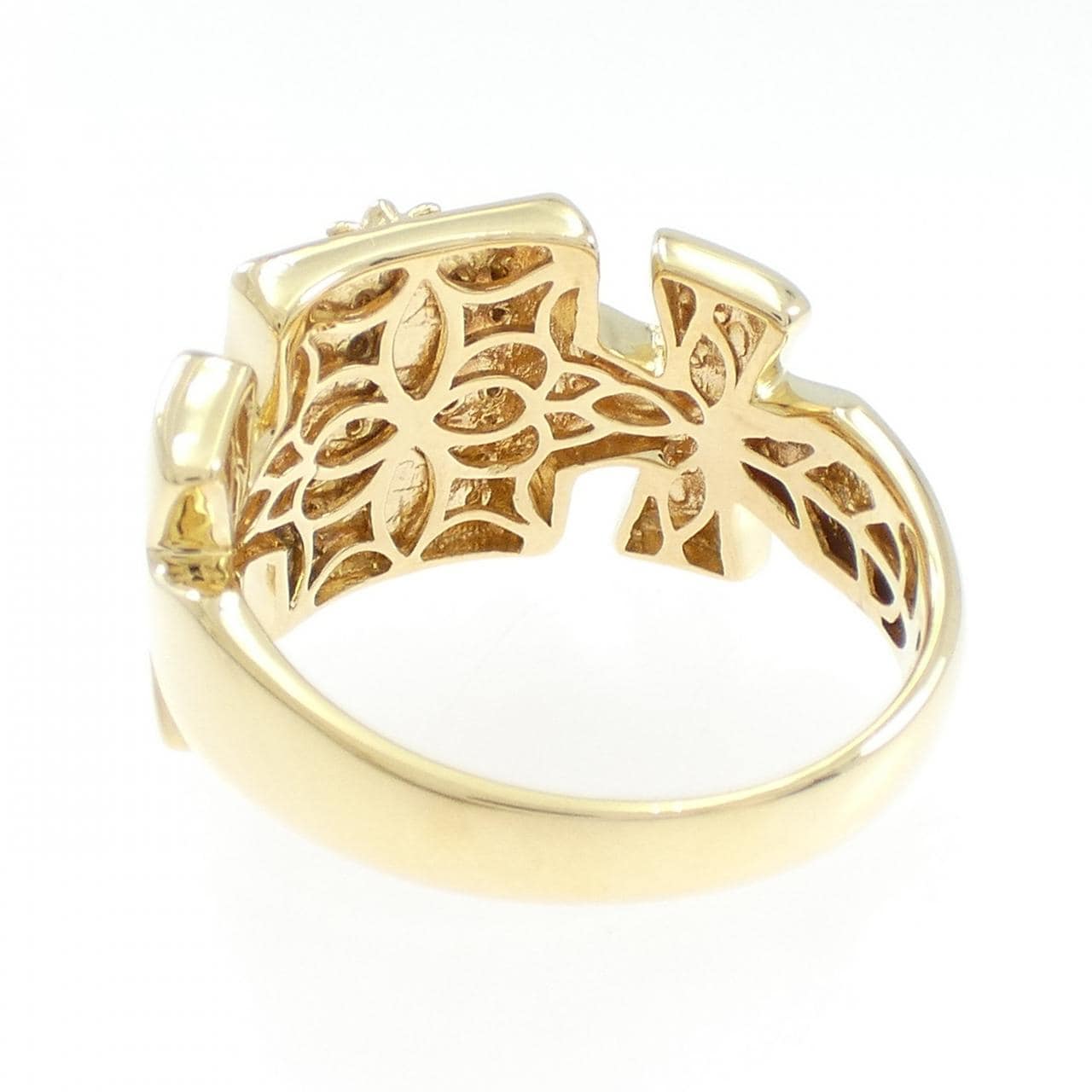 K18YG クロス ダイヤモンド リング 0.25CT