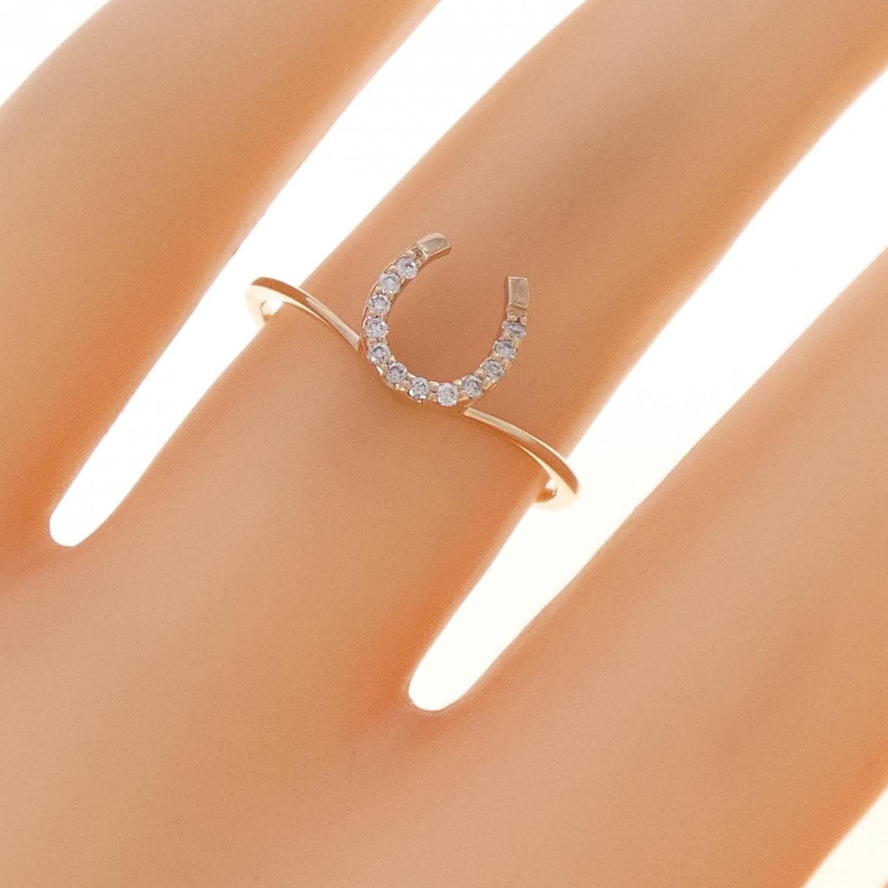 K18PG ホースシュー ダイヤモンド リング 0.05CT