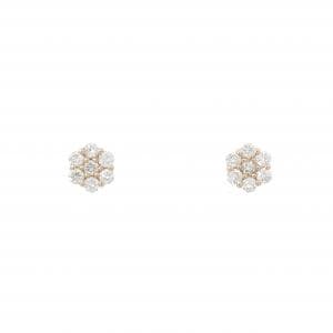 K18PG フラワー ダイヤモンド ピアス 0.16CT