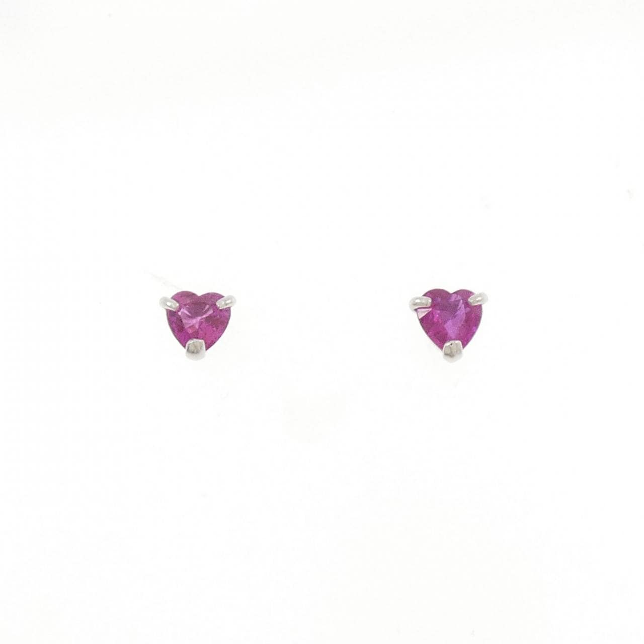 PT900 ハート ルビー ピアス 0.52CT
