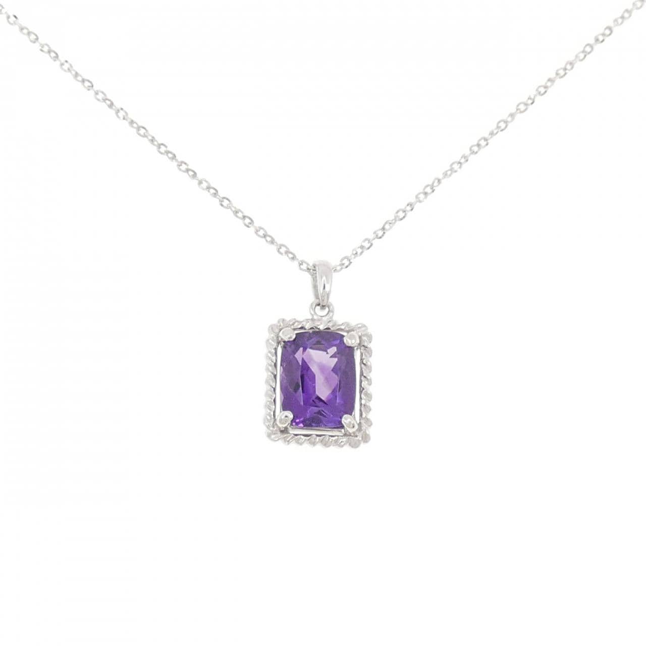 PT900/K18WG Amethyst Necklace 2.10CT