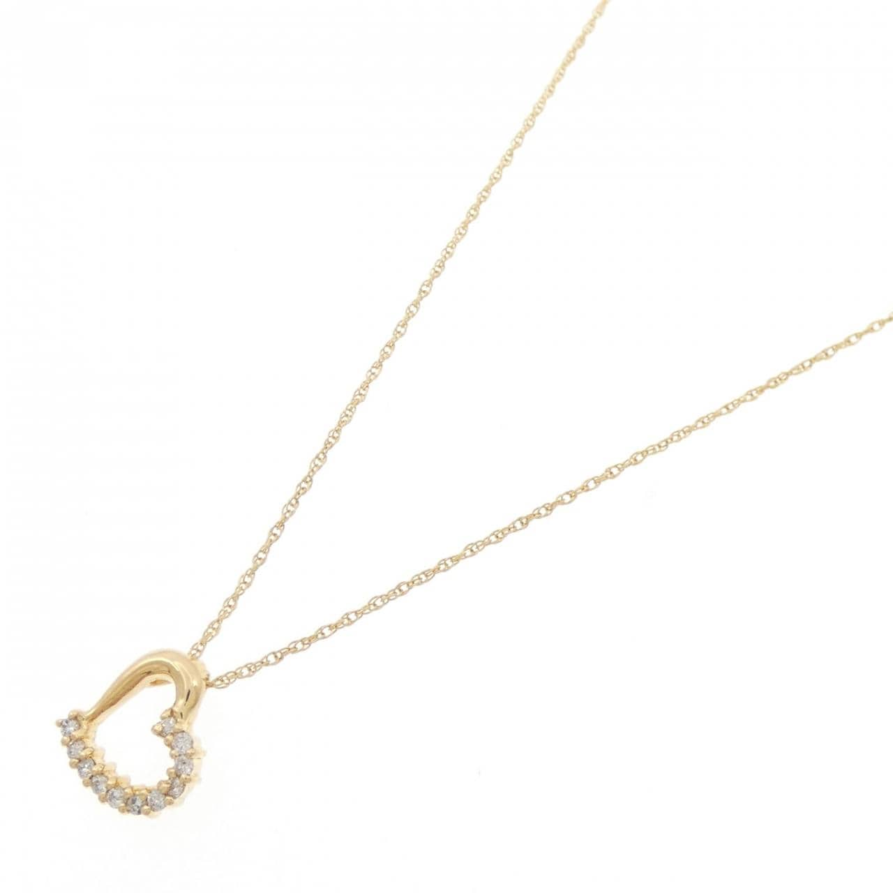 K18YG/750YG ハート ダイヤモンド ネックレス 0.08CT