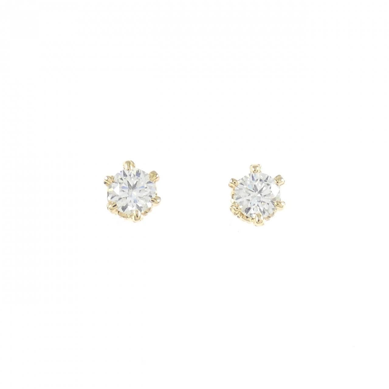 K18YG ソリティア ダイヤモンド ピアス 0.30CT