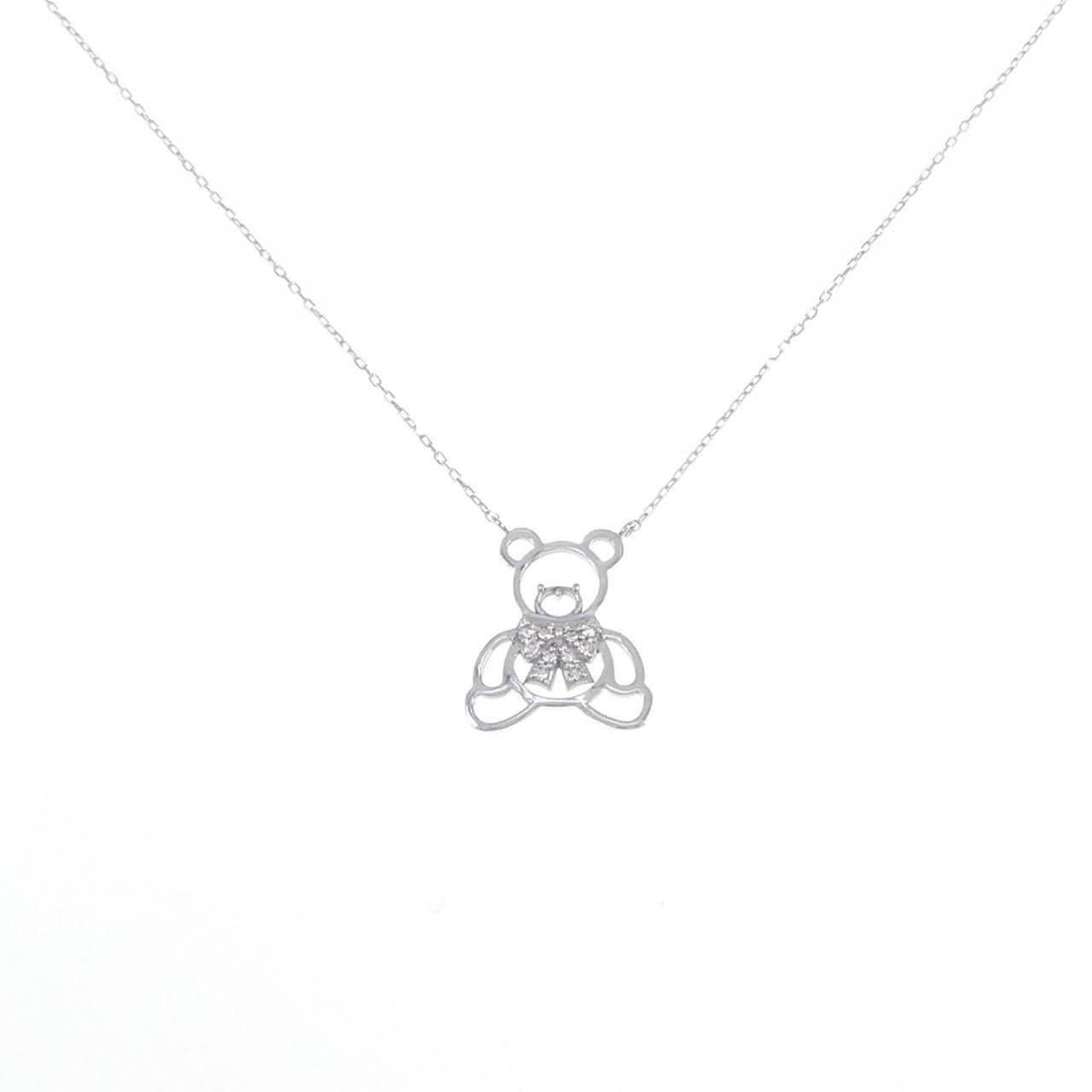 [BRAND NEW] K18WG Bear Diamond Necklace 0.05CT