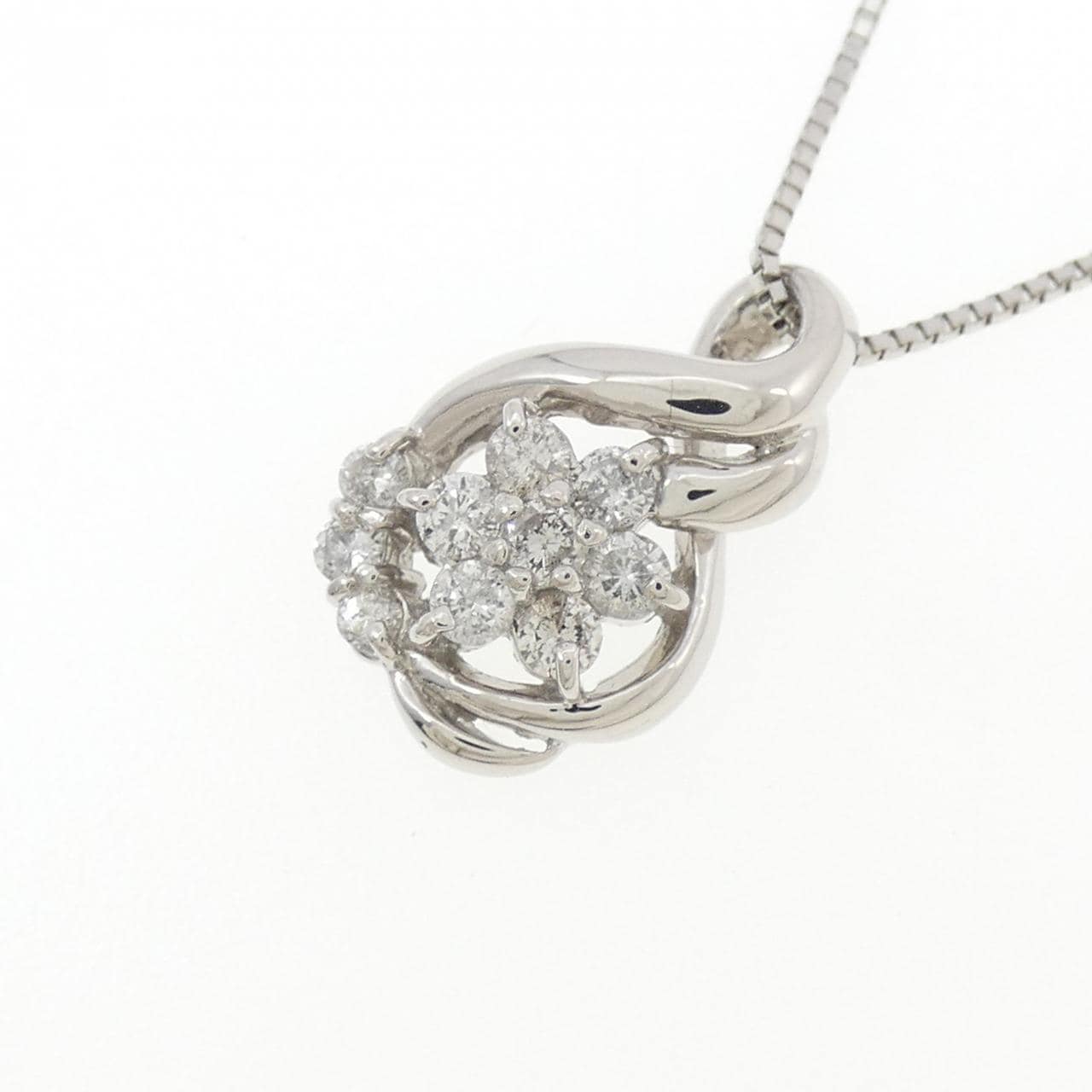 PT/PT850 フラワー ダイヤモンド ネックレス 0.32CT