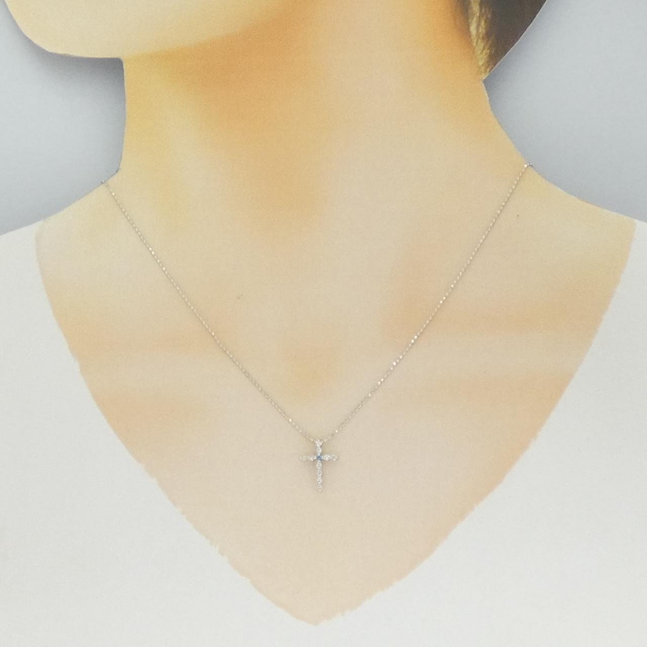 K18WG クロス ダイヤモンド ネックレス 0.15CT