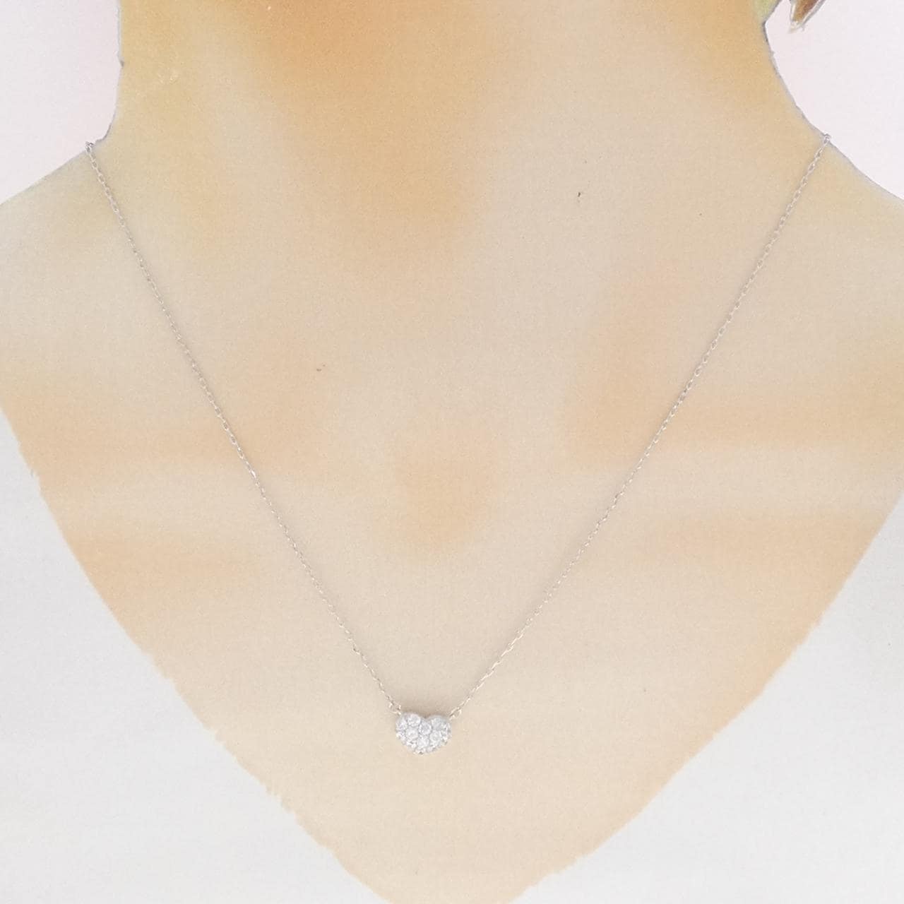 K10WG ハート キュービック ネックレス