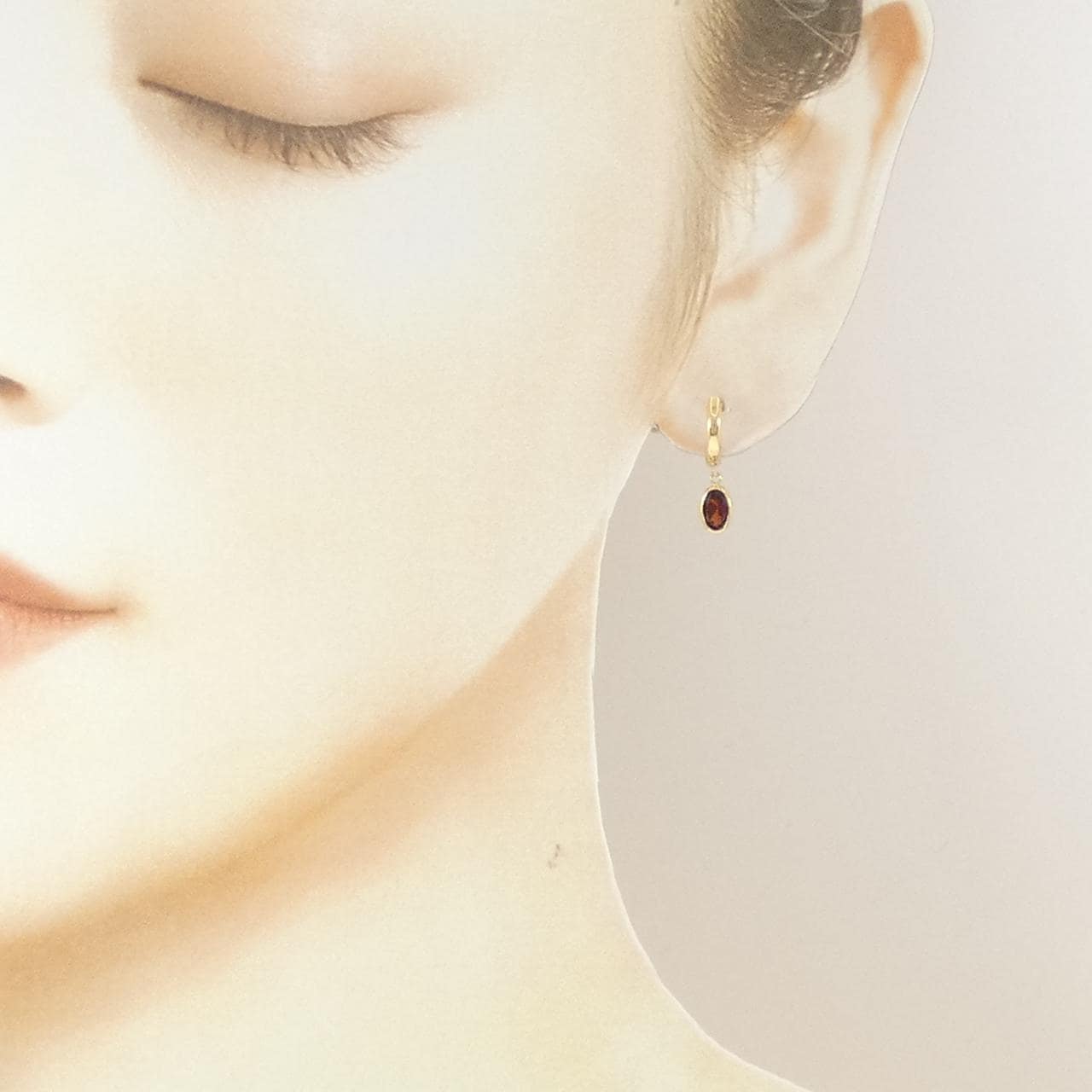K18YG ガーネット ピアス 片耳